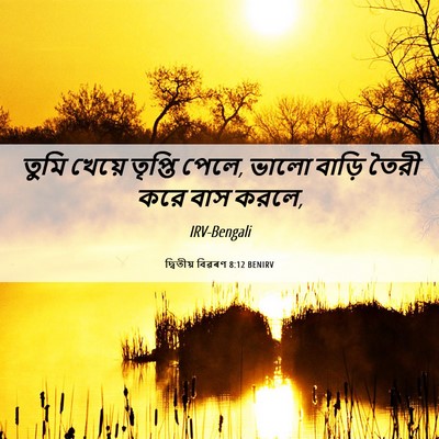 Picture 06 - দ্বিতীয় বিৱৰণ 8:12 BENIRV - তুমি খেয়ে তৃপ্তি - Bible Verse Picture