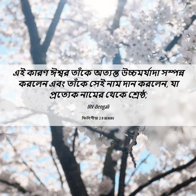 Picture 06 - ফিলিপীয়া 2:9 BENIRV - এই কারণ ঈশ্বর - Bible Verse Picture