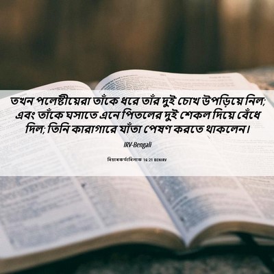 Picture 06 - বিচাৰকর্তাবিলাক 16:21 BENIRV - তখন পলেষ্টীয়েরা - Bible Verse Picture
