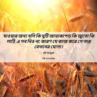 Picture 06 - মথি 10:10 BENIRV - যাওয়ার জন্য থলি - Bible Verse Picture