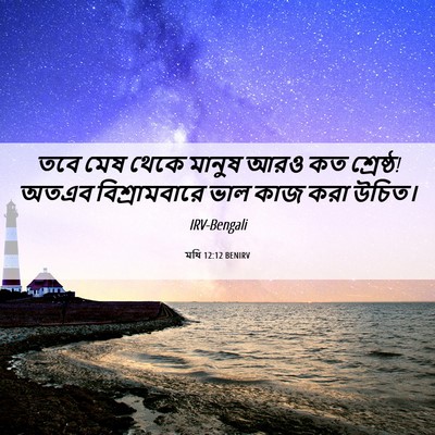 Picture 06 - মথি 12:12 BENIRV - তবে মেষ থেকে মানুষ - Bible Verse Picture