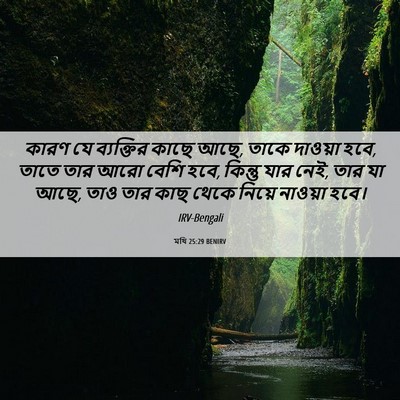 Picture 06 - মথি 25:29 BENIRV - কারণ যে ব্যক্তির - Bible Verse Picture