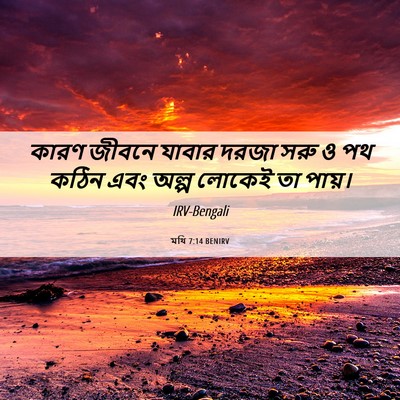 Picture 06 - মথি 7:14 BENIRV - কারণ জীবনে যাবার - Bible Verse Picture