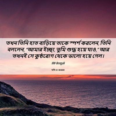 Picture 06 - মথি 8:3 BENIRV - তখন তিনি হাত - Bible Verse Picture