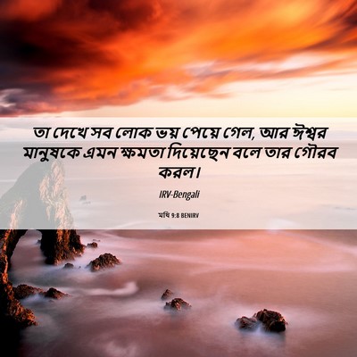 Picture 06 - মথি 9:8 BENIRV - তা দেখে সব লোক ভয় - Bible Verse Picture
