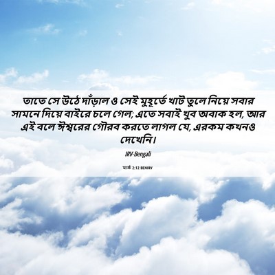 Picture 06 - মার্ক 2:12 BENIRV - তাতে সে উঠে - Bible Verse Picture