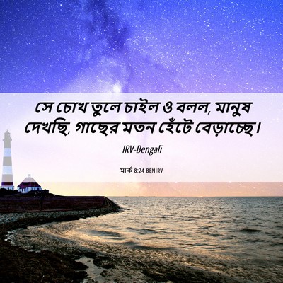Picture 06 - মার্ক 8:24 BENIRV - সে চোখ তুলে চাইল ও - Bible Verse Picture