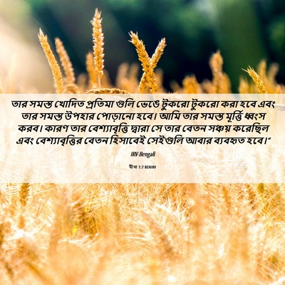 Picture 06 - মীখা 1:7 BENIRV - তার সমস্ত খোদিত - Bible Verse Picture
