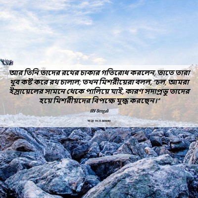 Picture 06 - যাত্ৰা 14:25 BENIRV - আর তিনি তাদের রথের - Bible Verse Picture