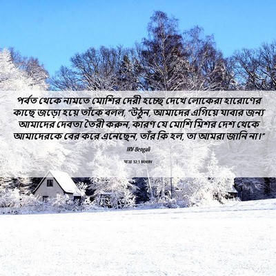 Picture 06 - যাত্ৰা 32:1 BENIRV - পর্বত থেকে নামতে - Bible Verse Picture