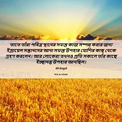 Picture 06 - যাত্ৰা 36:3 BENIRV - তাতে তাঁরা পবিত্র - Bible Verse Picture