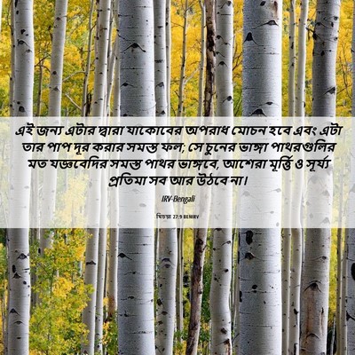 Picture 06 - যিচয়া 27:9 BENIRV - এই জন্য এটার - Bible Verse Picture