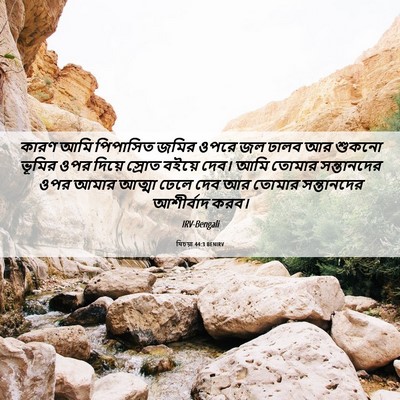 Picture 06 - যিচয়া 44:3 BENIRV - কারণ আমি পিপাসিত - Bible Verse Picture