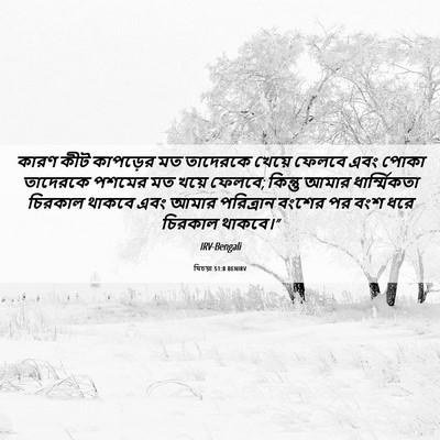 Picture 06 - যিচয়া 51:8 BENIRV - কারণ কীট কাপড়ের - Bible Verse Picture