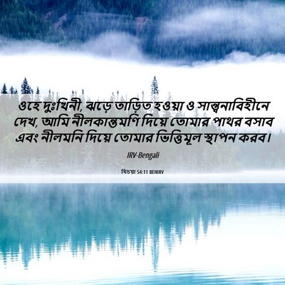 Picture 06 - যিচয়া 54:11 BENIRV - ওহে দুঃখিনী, ঝড়ে - Bible Verse Picture