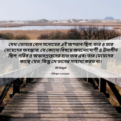 Picture 06 - যিহিষ্কেল 16:49 BENIRV - দেখ! তোমার বোন - Bible Verse Picture