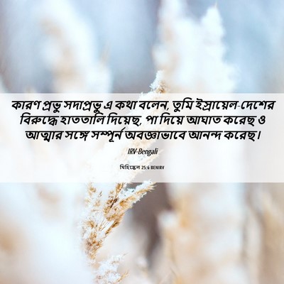 Picture 06 - যিহিষ্কেল 25:6 BENIRV - কারণ প্রভু - Bible Verse Picture