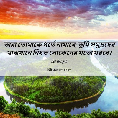 Picture 06 - যিহিষ্কেল 28:8 BENIRV - তারা তোমাকে গর্তে - Bible Verse Picture