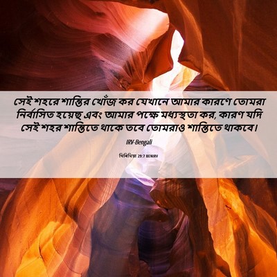 Picture 06 - যিৰিমিয়া 29:7 BENIRV - সেই শহরে শান্তির - Bible Verse Picture