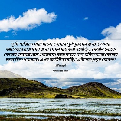 Picture 06 - যিৰিমিয়া 34:5 BENIRV - তুমি শান্তিতে - Bible Verse Picture