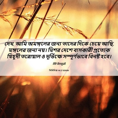 Picture 06 - যিৰিমিয়া 44:27 BENIRV - দেখ, আমি অমঙ্গলের - Bible Verse Picture