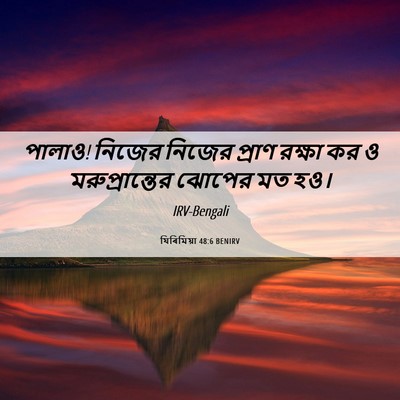 Picture 06 - যিৰিমিয়া 48:6 BENIRV - পালাও! নিজের নিজের - Bible Verse Picture