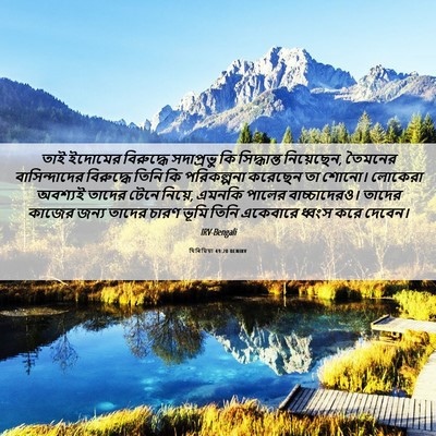 Picture 06 - যিৰিমিয়া 49:20 BENIRV - তাই ইদোমের - Bible Verse Picture