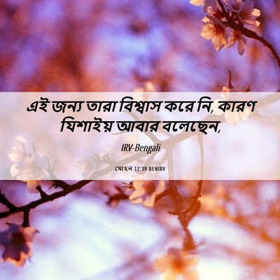 Picture 06 - যোহন 12:39 BENIRV - এই জন্য তারা - Bible Verse Picture