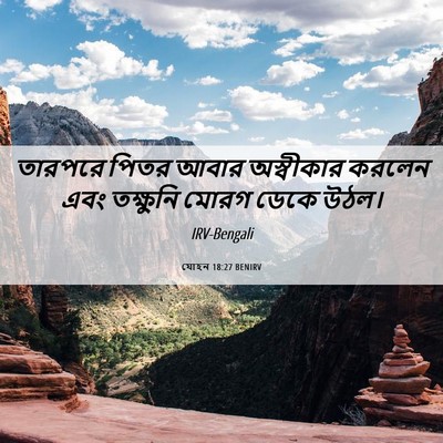 Picture 06 - যোহন 18:27 BENIRV - তারপরে পিতর আবার - Bible Verse Picture