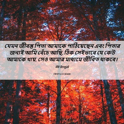 Picture 06 - যোহন 6:57 BENIRV - যেমন জীবন্ত পিতা - Bible Verse Picture