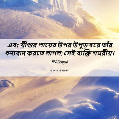 Picture 06 - লূক 17:16 BENIRV - এবং যীশুর পায়ের - Bible Verse Picture