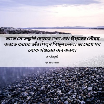 Picture 06 - লূক 18:43 BENIRV - তাতে সে তক্ষুনি - Bible Verse Picture