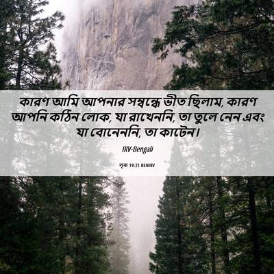 Picture 06 - লূক 19:21 BENIRV - কারণ আমি আপনার - Bible Verse Picture