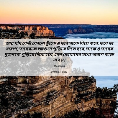 Picture 06 - লেবীয়া 20:14 BENIRV - আর যদি কেউ কোনো - Bible Verse Picture