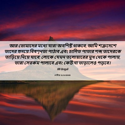 Picture 06 - লেবীয়া 26:36 BENIRV - আর তোমাদের মধ্যে - Bible Verse Picture