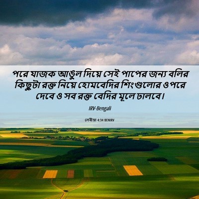 Picture 06 - লেবীয়া 4:34 BENIRV - পরে যাজক আঙুল - Bible Verse Picture
