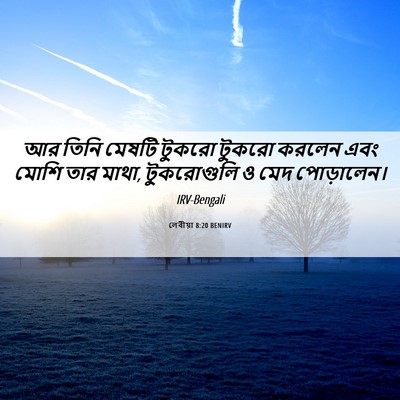 Picture 06 - লেবীয়া 8:20 BENIRV - আর তিনি মেষটি - Bible Verse Picture