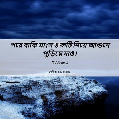 Picture 06 - লেবীয়া 8:32 BENIRV - পরে বাকি মাংস ও - Bible Verse Picture