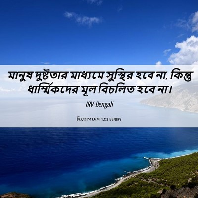 Picture 06 - হিতোপদেশ 12:3 BENIRV - মানুষ দুষ্টতার - Bible Verse Picture