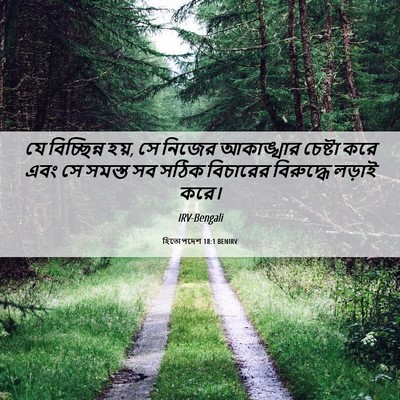 Picture 06 - হিতোপদেশ 18:1 BENIRV - যে বিচ্ছিন্ন হয়, - Bible Verse Picture