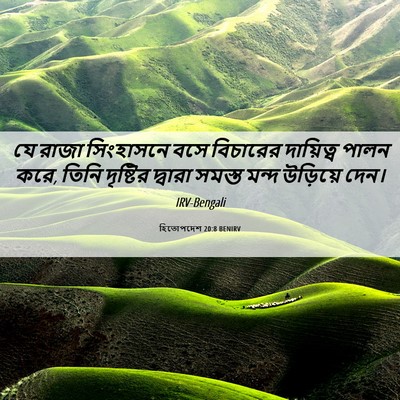 Picture 06 - হিতোপদেশ 20:8 BENIRV - যে রাজা সিংহাসনে - Bible Verse Picture