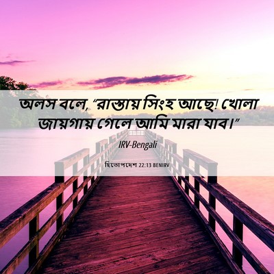 Picture 06 - হিতোপদেশ 22:13 BENIRV - অলস বলে, “রাস্তায় - Bible Verse Picture
