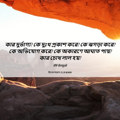 Picture 06 - হিতোপদেশ 23:29 BENIRV - কার দুর্ভাগ্য? কে - Bible Verse Picture