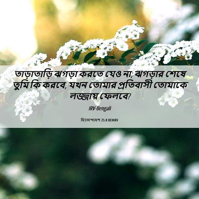 Picture 06 - হিতোপদেশ 25:8 BENIRV - তাড়াতাড়ি ঝগড়া - Bible Verse Picture