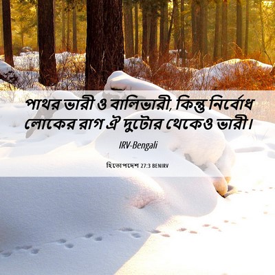 Picture 06 - হিতোপদেশ 27:3 BENIRV - পাথর ভারী ও - Bible Verse Picture