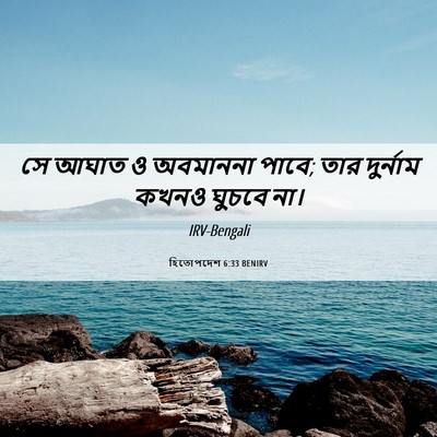 Picture 06 - হিতোপদেশ 6:33 BENIRV - সে আঘাত ও অবমাননা - Bible Verse Picture