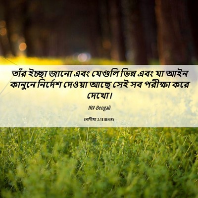 Picture 06 - ৰোমীয়া 2:18 BENIRV - তাঁর ইচ্ছা জানো - Bible Verse Picture