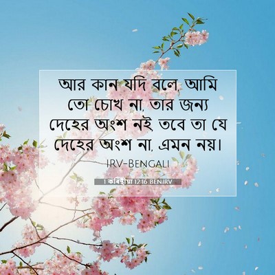Picture 07 - 1 কৰিন্থীয়া 12:16 BENIRV - আর কান যদি বলে, আমি - Bible Verse Picture