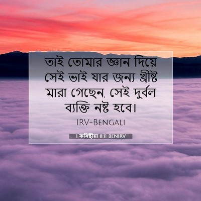 Picture 07 - 1 কৰিন্থীয়া 8:11 BENIRV - তাই তোমার জ্ঞান - Bible Verse Picture
