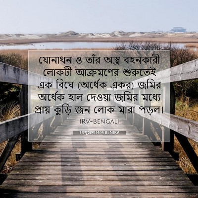 Picture 07 - 1 চমূৱেল 14:14 BENIRV - যোনাথন ও তাঁর - Bible Verse Picture